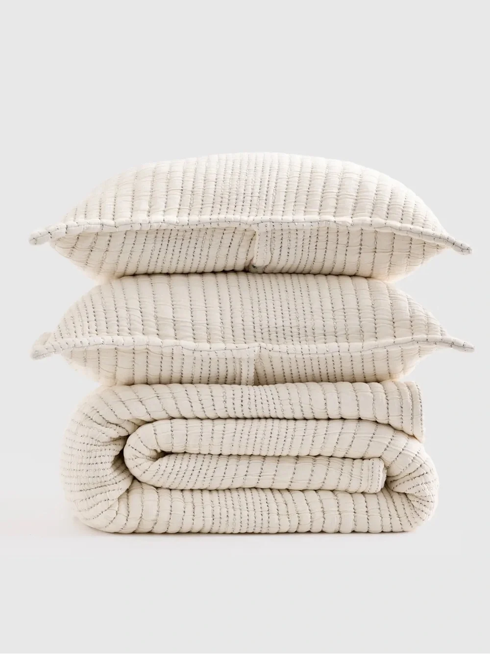NWT Quince Organic Cotton Channel Stitch Undyed Coverlet & Sham!